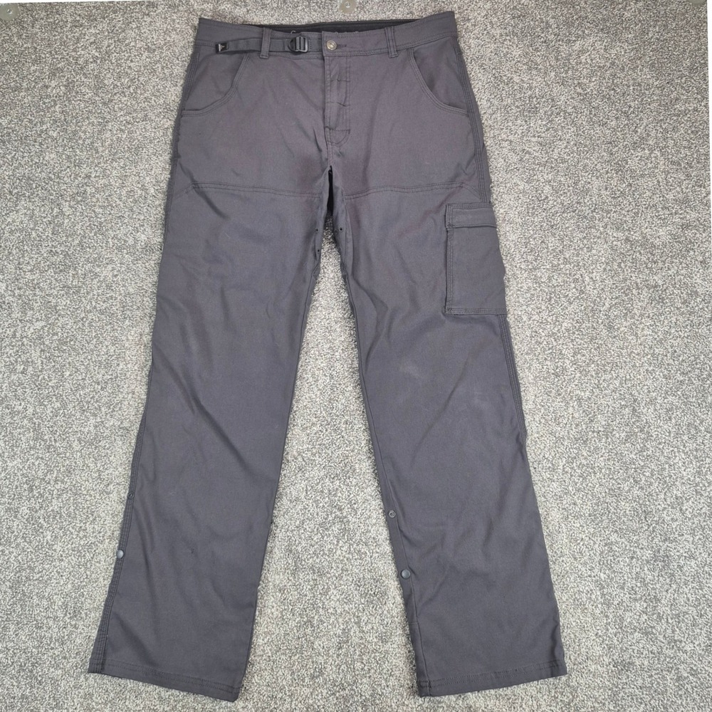 Prana Stretch Zion Pants Mens Medx32L Gray Standard Fit Cargo Hiking